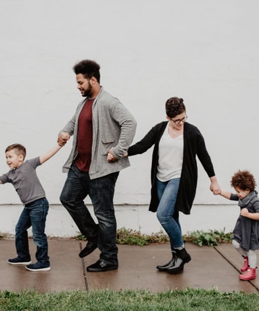 A picture of a family of four.